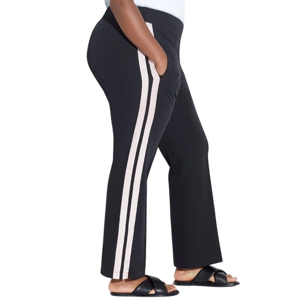 See‎ Rose Go High Rise Straight Tailored Track Pants 18 Black Striped Athleisure